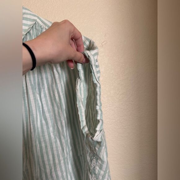 Madewell Central Button Down Boxy Top Shirt Size Medium Striped Mint White - Picture 6 of 8